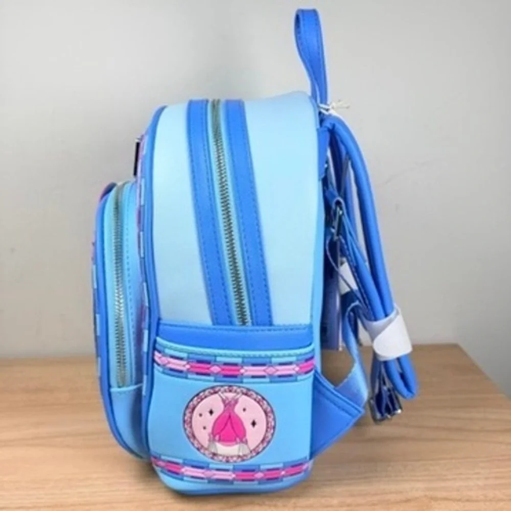 Loungefly‎ Disney Cinderella Stained Glass Mini Backpack Blue Pink Jaq Gus Gus